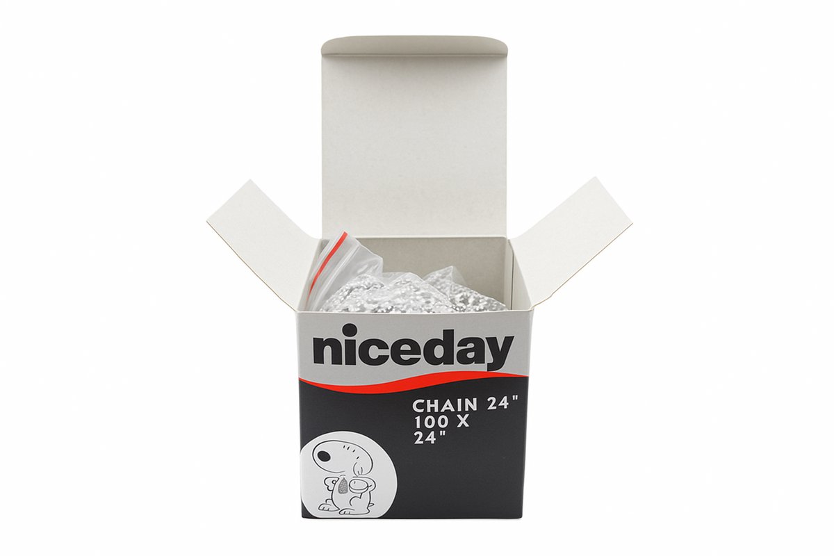 Niceday - Ketting 24 inch Zilver - 60,96 cm - Doos 100 stuks