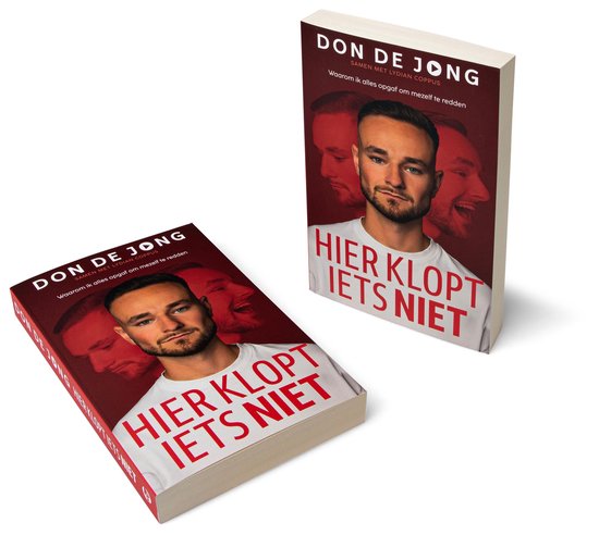 Twee boeken met op de voorkant een man met een baard, met rode gezichten erachter. Titel: 'HIER KLOPT IETS NIET'.
