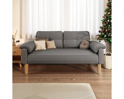 Bealife AR71 Zitsbank - Kleine 2-zitsbank met Armleuningen en Zijvak - Moderne Stoffen Bank - voor Woonkamer Appartement Kantoor - 145 x 77 x 77 cm - Donkergrijs