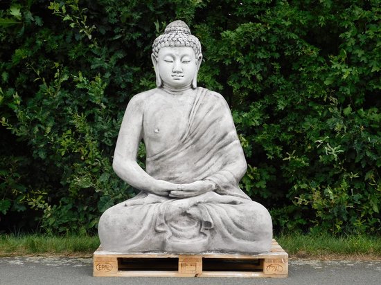 Statue de Bouddha XXL – 155 cm de Haut | Statue de Jardin en Pierre Massive