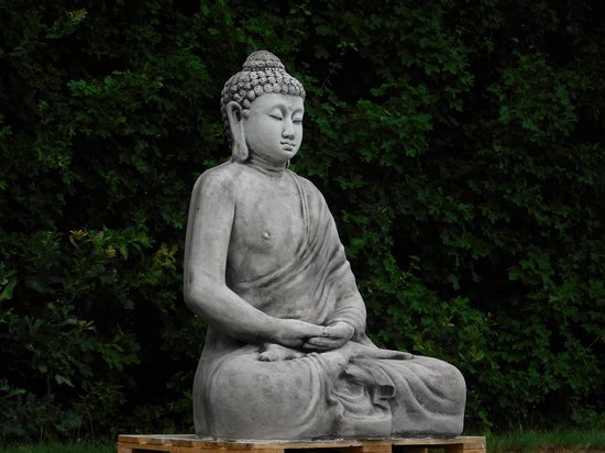 Statue de Bouddha XXL – 155 cm de Haut | Statue de Jardin en Pierre Massive