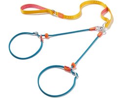 HowGo™ Double Slip Leash Slip Lead with 2 Tangle 2 Handles (Blue Yellow) - Dual Dog Slip Lead for 2 Dogs / 360° Swivel No Tangle / Dog Training Collar / Double Clip Leash Coupler and Splitter / Slip Leiband Sliplijn voor Twee Honden