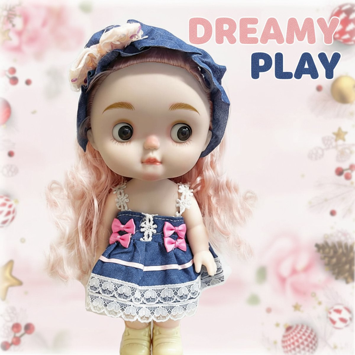 Meedeer 24 cm Babypop-modepop-Poseerbare Modepop-Lang haar-geschikt voor kinderhanden-Verstelbare armen en benen-Met geluid-speelgoed-kleding en accessoires voor meisjes van 3 jaar en ouder