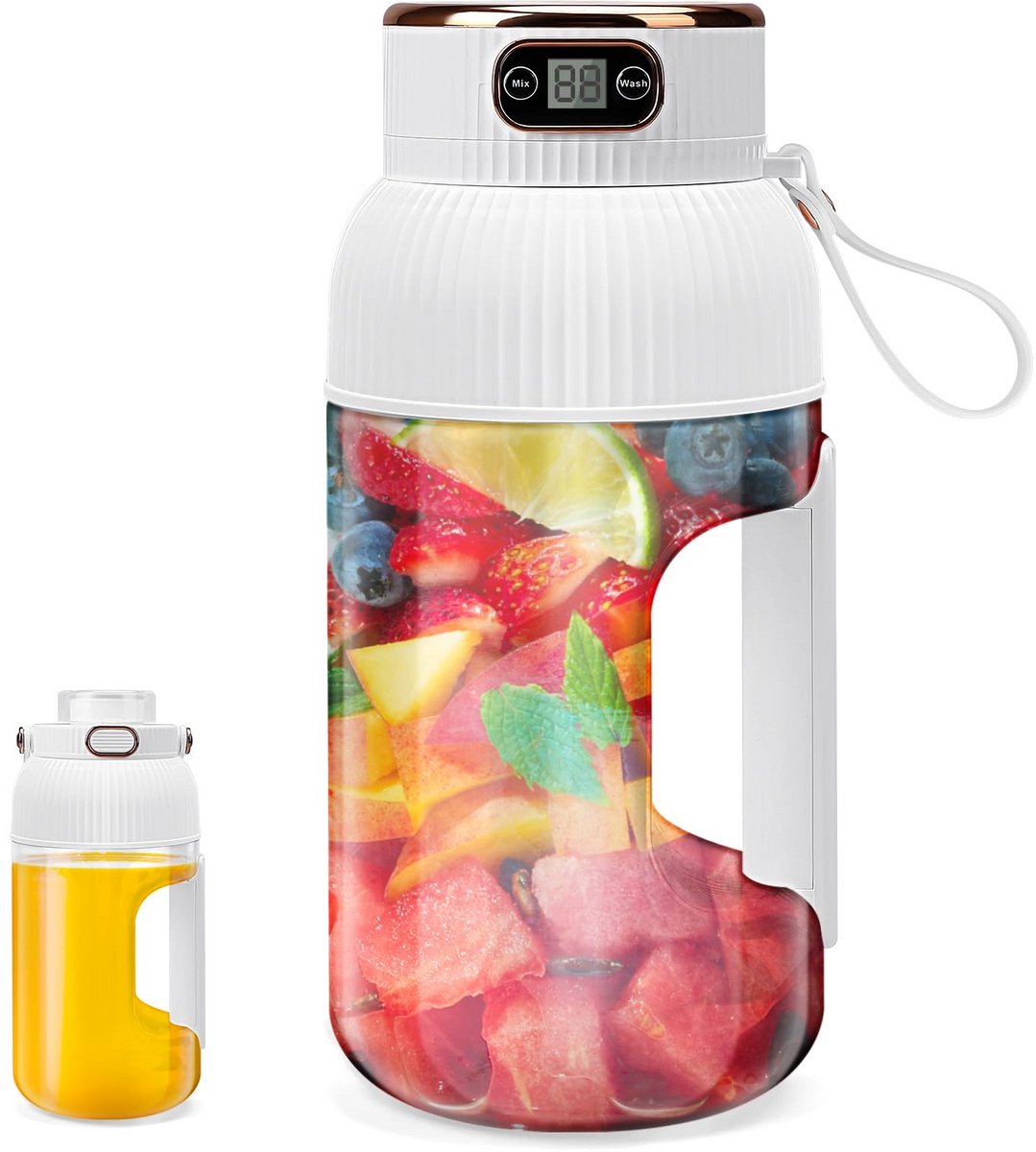 Portable sapcentrifuge - Sapcentrifuge - 1.2 L - Voor vruchtensappen, milkshakes en smoothies - 1 stuk - Wit