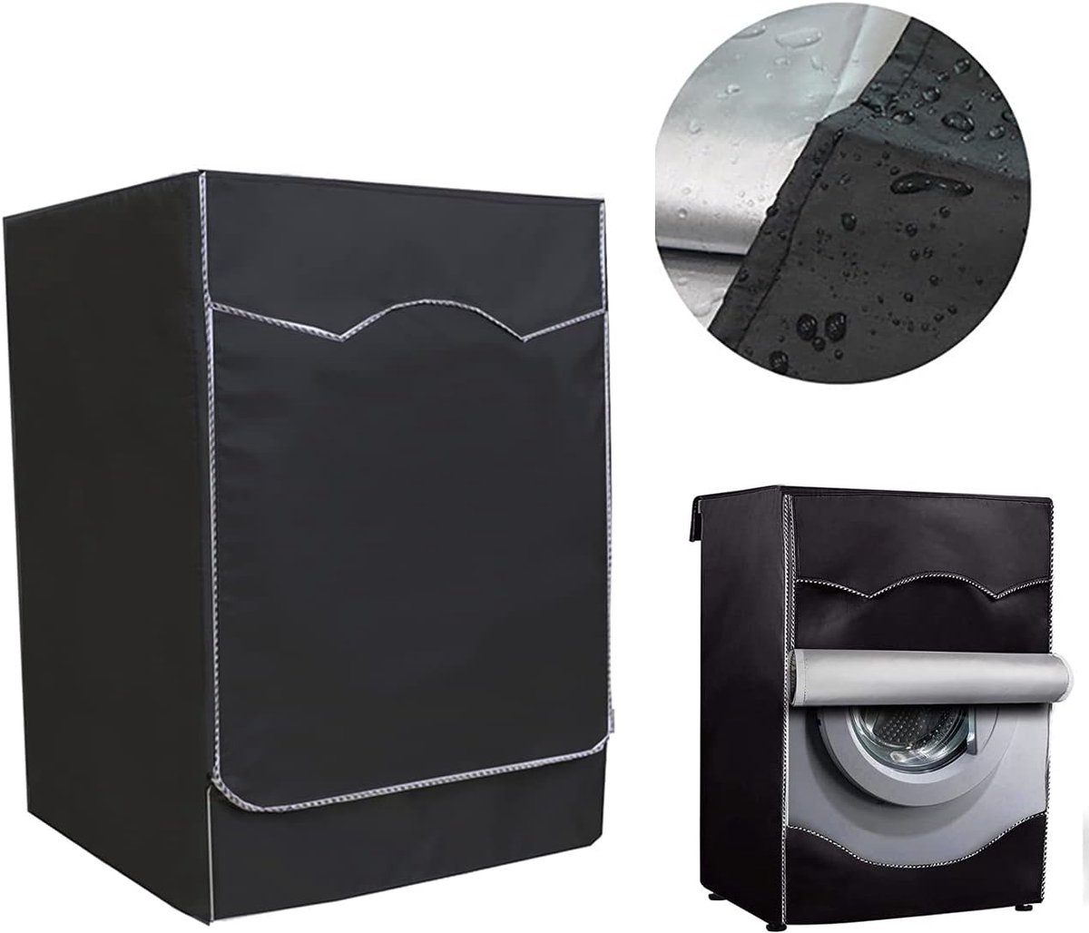 wasmachine hoes - voorlader drogerhoes - waterdicht - stofdicht - zonwerend - Geschikt voor opzet- en droogkasten buiten - geschikt voor de meeste wasmachines en drogers op de markt - 60 x 60 x 88 cm - zwart