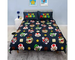Nintendo - Super Mario Bros - Dekbedovertrek - Tweepersoons - 200 x 200 cm. - Dubbelzijdig - Dekbed