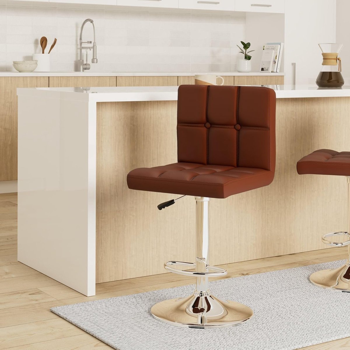 Set van 2 Design Barkrukken met Rugleuning - verstelbaar 38x40x112 cm – 360° - Medahomestore