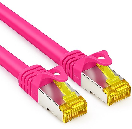 Cat 7 | S/ FTP | Câble réseau | Cordon de brassage | Câble Internet | Blindé | 10 Gbit / s | 50 mètres | Rose | Allteq