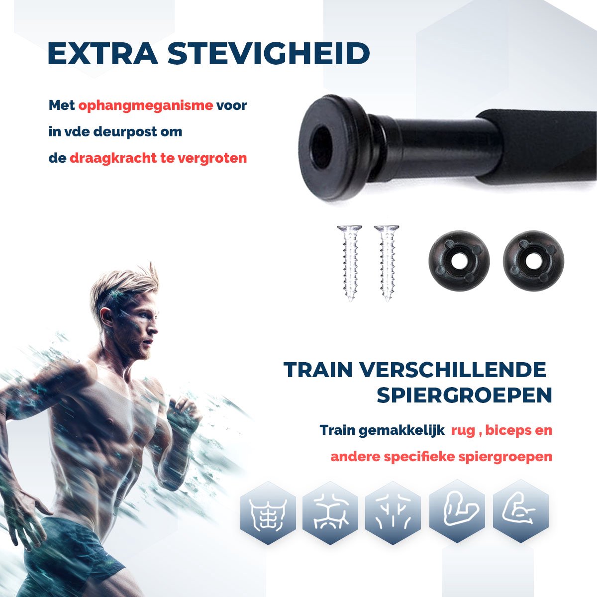 SOUTHWALL Pull Up Bar - Verstelbare Optrekstang Deurpost - Zwart thumbnail 4