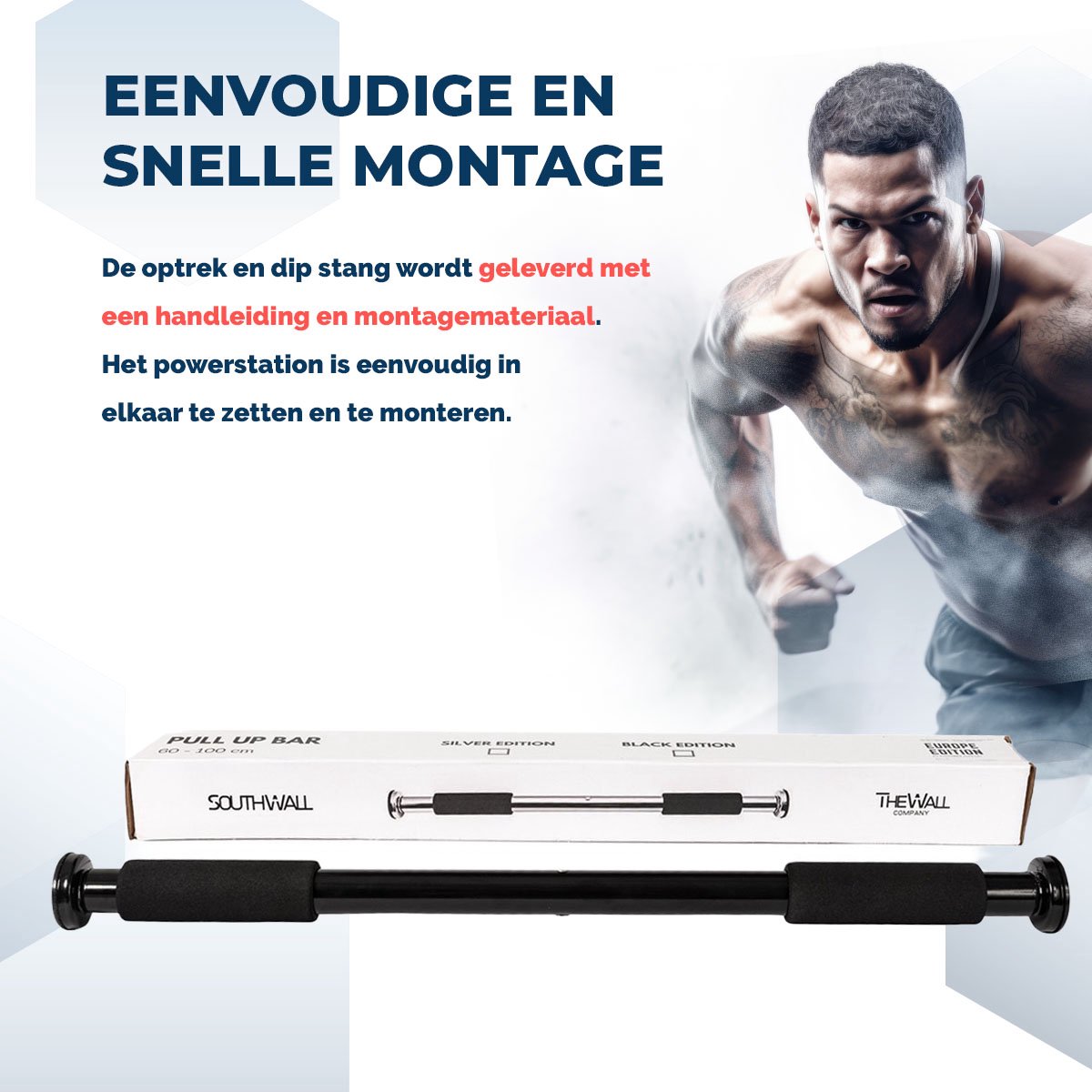 SOUTHWALL Pull Up Bar - Verstelbare Optrekstang Deurpost - Zwart thumbnail 5