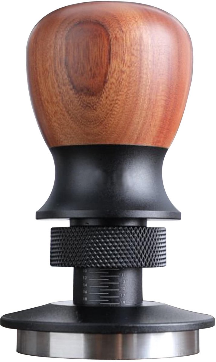 Unyqoos® Professionele 51 mm espresso tamper met walnootgreep en instelbare diepte