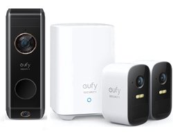 eufy Video Deurbell Dual 2 Pro met HomeBase 2 – 1 pack + eufy Security – eufyCam 2C add-on – 2 pack