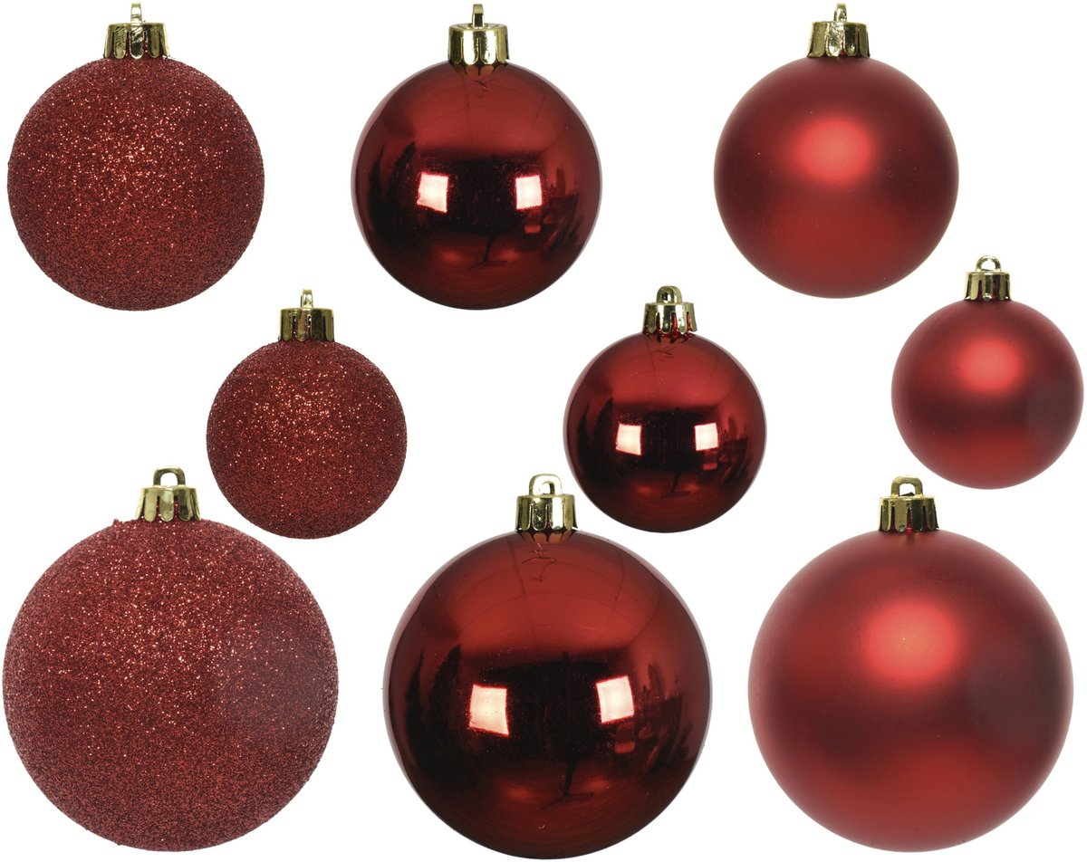 Decoris kerstballen - 30x st - rood - 4-5-6 cm - kunststof - kerstversiering