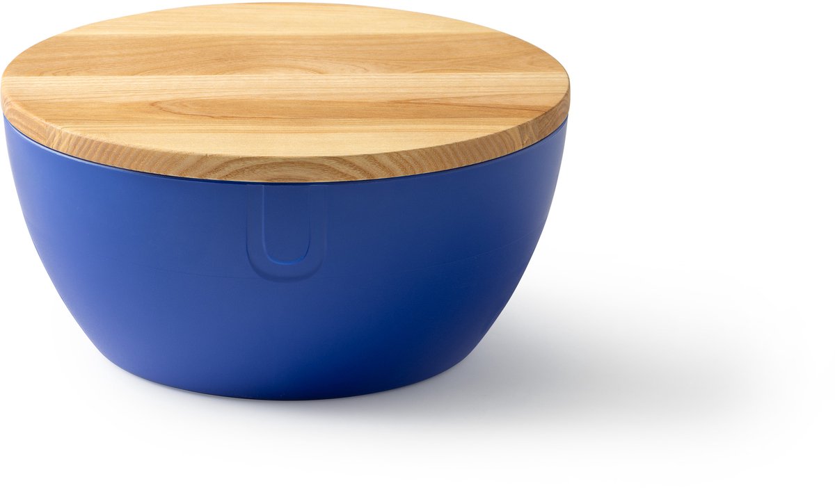 UBITE bio-based saladeschaal/serveerschaal XL inclusief deksel/snijplank - Silicate Blauw - duurzaam - 27 cm