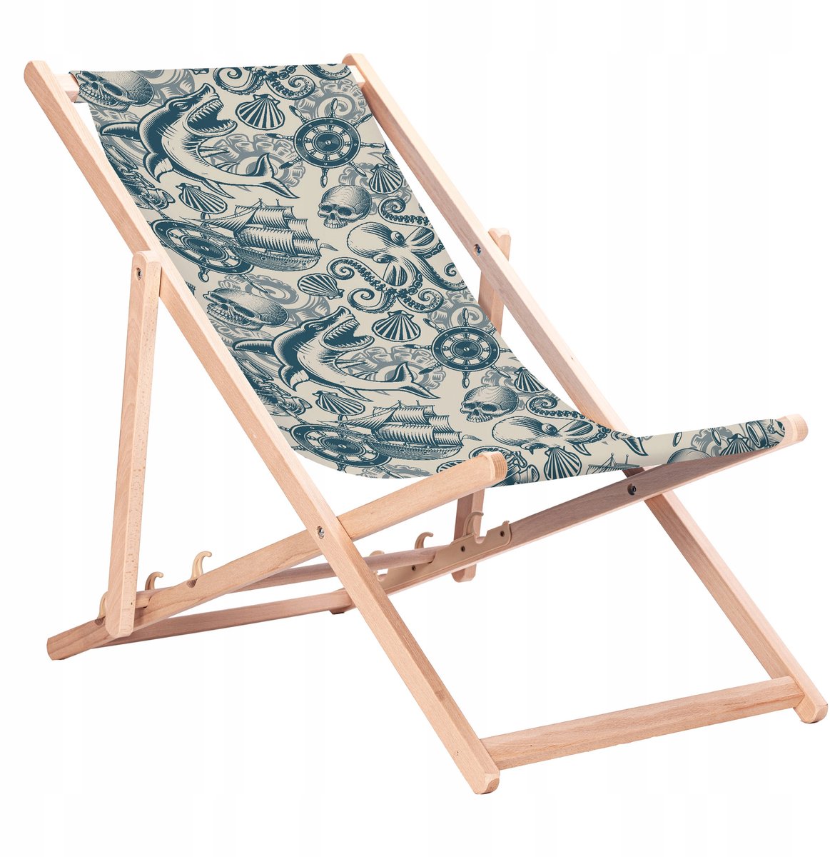 Houten Ligstoel met Haaienprint - San-Drew KN39