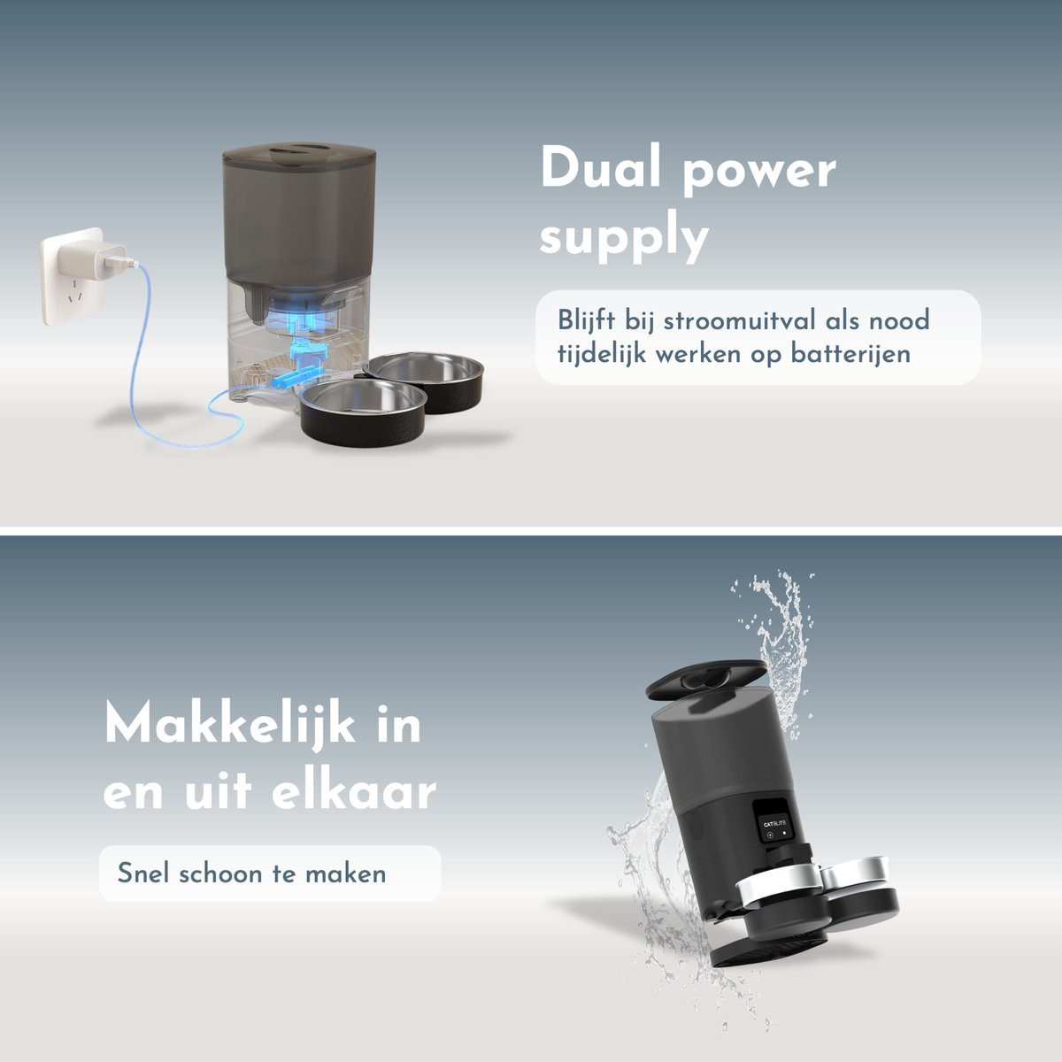 Cat Elite® - Automatische Voerbak Kat | Core - 7L Voerdispenser RVS - Dual WiFi 5Ghz & 2.4Ghz - Voerautomaat Dispenser met Smart App - Voor droogvoer - Zwart thumbnail 6
