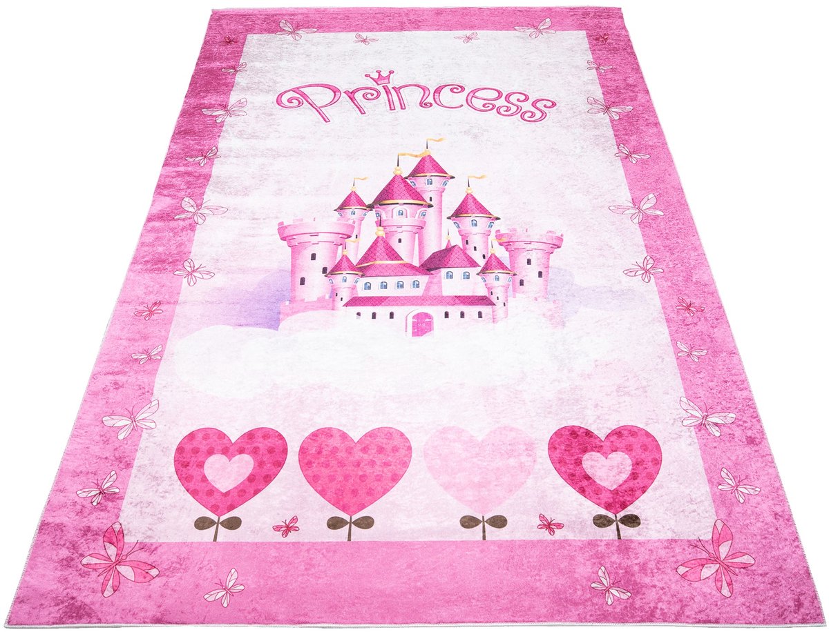 Kleed Kinderkamer 120x170cm - Kasteel, Hart - Vrolijk Kleurrijk