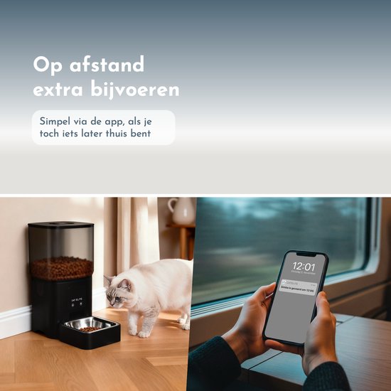 Automatische kattenvoerdispenser met 1080P-camera, 6L Cat Feeders Automatisch kattenvoer met APP-bediening op afstand, Automatische Cat Feeders Ondersteuning 5G WiFi