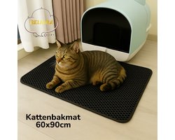 BELIORA XXL Kattenbakmat - 60x90 cm - Kattenbakmat Grit Op-vanger - Dubbel laags - Urine En Waterdicht EVA-Materiaal - Beschermt Vloer En Tapijt – Kattenverzorging – Kattenbak Accessoires - Kat Benodigdheden - Gemakkelijk Te Reinigen - Zwart