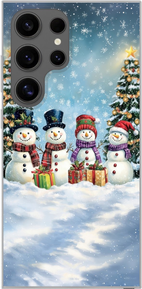 Telefoonhoesje Geschikt voor Samsung Galaxy S24 Ultra hoesje - Vrolijk - Sneeuw - Kleurrijk - Siliconen Telefoonhoesje Telefoonhoesje