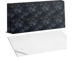 Coloray Plaktegels - Elegant marmer met aderen Wandtegel Zelfklevend - 60 cm x 30 cm - Zwart Plaktegels - 6 stuks - Rechthoek PVC Tegels - Plaktegels Keuken - Zelfklevende Vloertegels Badkamer - Vinyl Tegels Zelfklevend - Zelfklevende Wandtegels