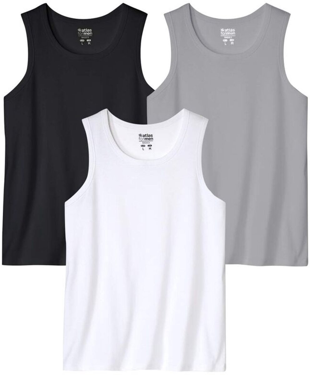 ATLAS FOR MEN - Set van 3 effen tanktops - Heren - Verkrijgbaar in grote maten - XL