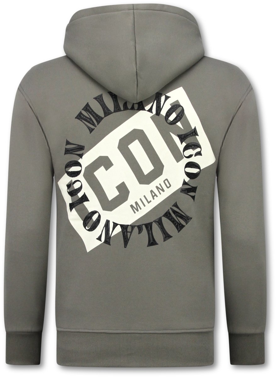 ICON Hoodie Heren met Rits - Vest Heren met Capuchon - Sportvest - 5623 - Grijs