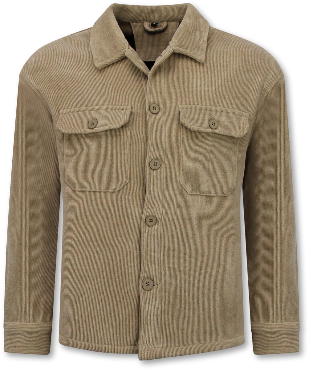 Heren Flannel Overshirt met Zakken - Tussenjas Heren - 520 - Bruin