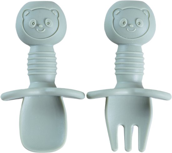 Coffret de couverts Sproudsy Teddy Bear – Couverts pour enfants – Vaisselle pour enfants – Bébé – Vert forêt