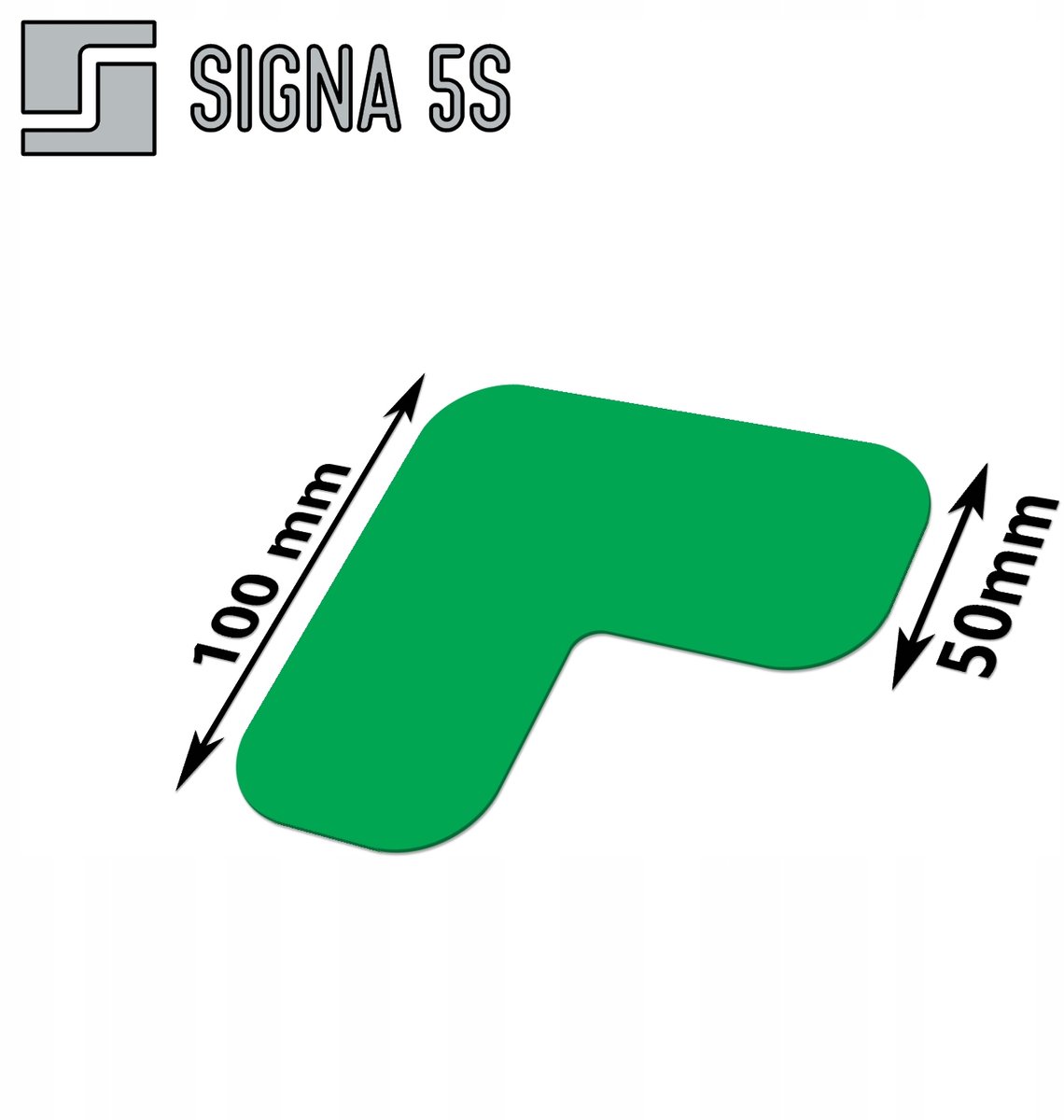 SIGNA 5S Vloermarkering L-vormig 100x100mm Groen