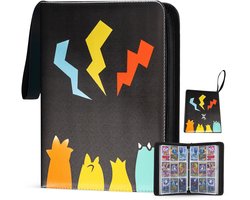 Verzamelmap 900 kaarten – 9 pocket – binder map met ritssluiting – 50 pagina’s – Zwart/Oranje – Geschikt voor Pokemon kaarten