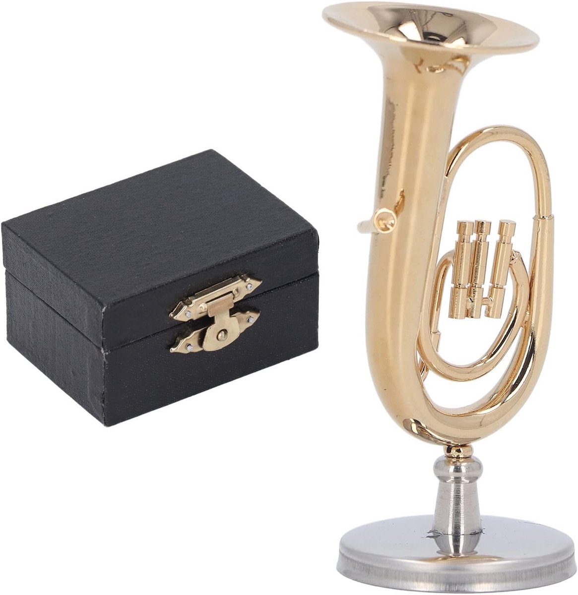Miniature Tuba Model - Brass Gold Plated - Euphonium Mini Musical Instrument Model voor Thuis School Kantoor