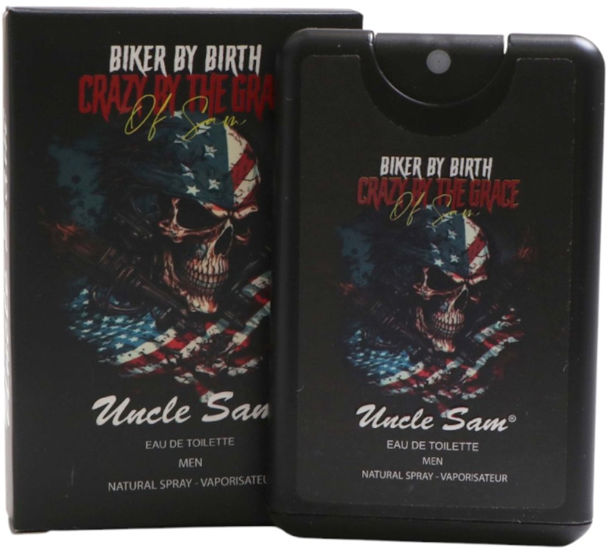 Uncle Sam - BIKER BY BIRTH CRAZY BY THE GRACE OF SON - Pocket Parfum - Broekzak Formaat - Eau de Toilette - For Him - Men - 20 ml