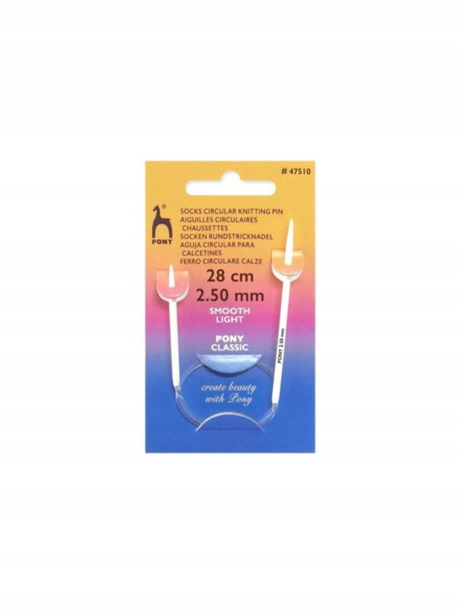 Pony Sokkenbreinaalden met Kabel 2.5mm 28cm - Plastic