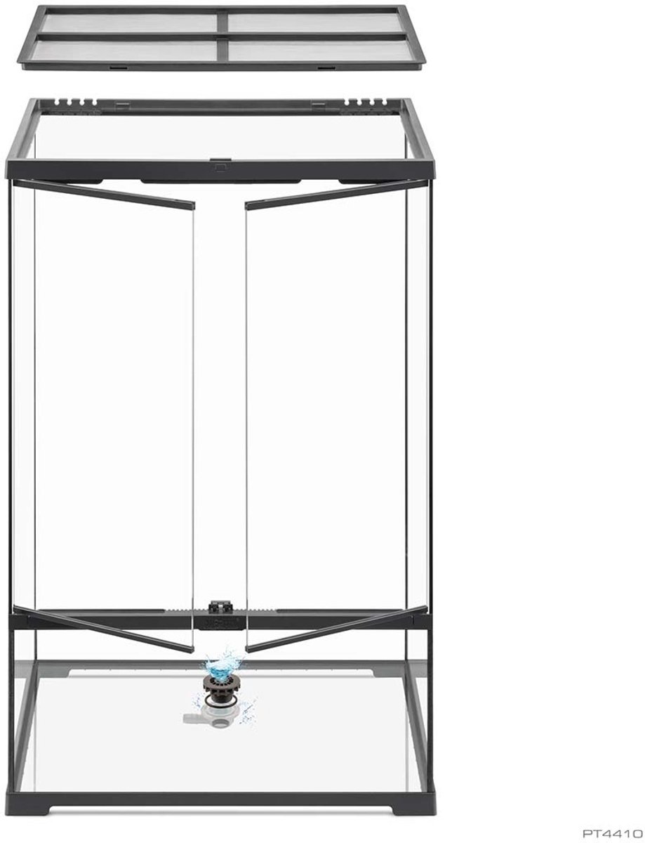 Exo Terra Paludarium terrarium glas 60x45x90cm met diepe bodem, drainage en 3 traps ventilatie