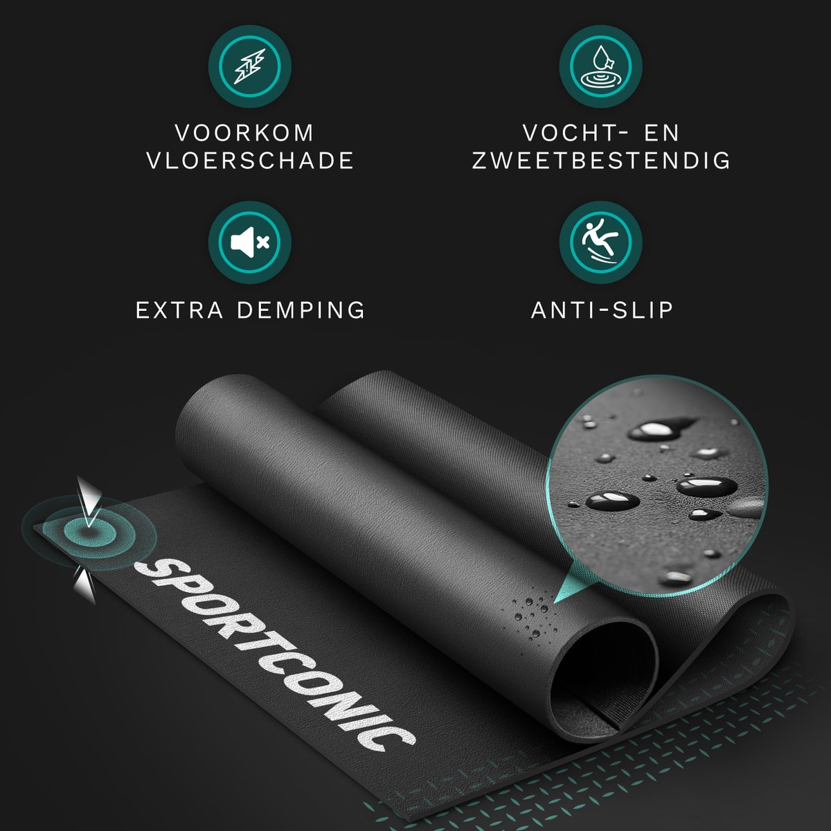 PPGE Home Loopband Met Ruisonderdrukking, Antislip, Schokdempende Anti- vibratiemat - Zware Rubberen Vloerbeschermer voor Oefenapparatuur 200 x 100 cm