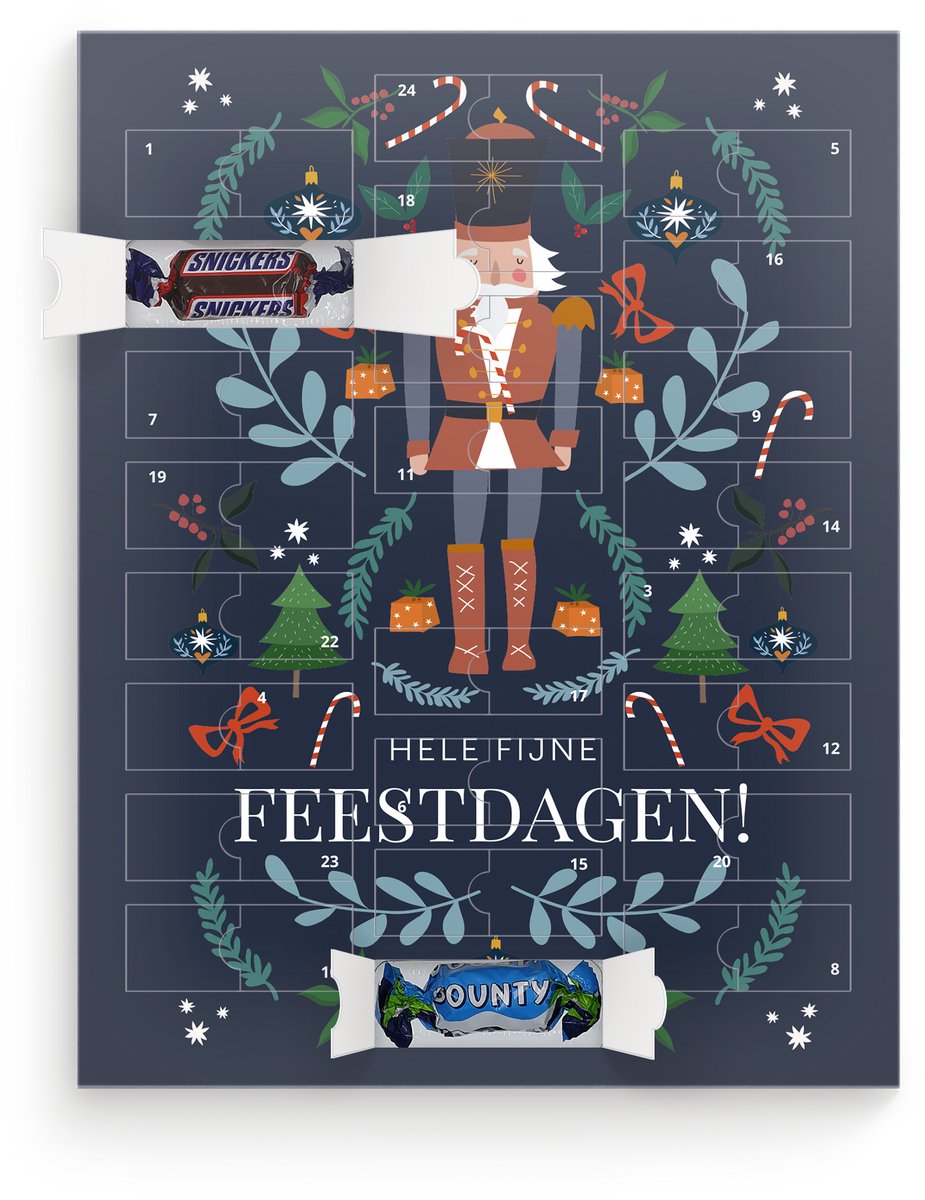 Mars Miniatures adventskalender - "Fijne Feestdagen" - 24 Mars Miniatures chocolaatjes