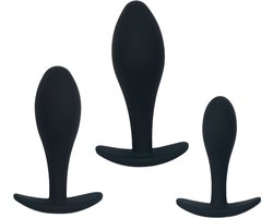 Banoch Buttplug Trainer Set | 3-delige Siliconen Anaal Plug Set | Beginner Vriendelijk | Zwart | Oplopende Maten | voor mannen en vrouwen
