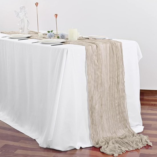 YMHPRIDE Set van 6 grijze satijnen tafelloper 30 x 183 cm
