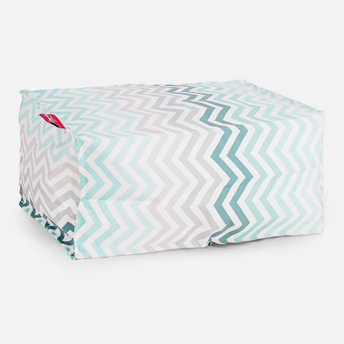Poef Zitzak - Voetenbankje - Ontspannen Zitten - Kindveilige Rits - 35 x 45 x 20 cm - Chevron Petrol