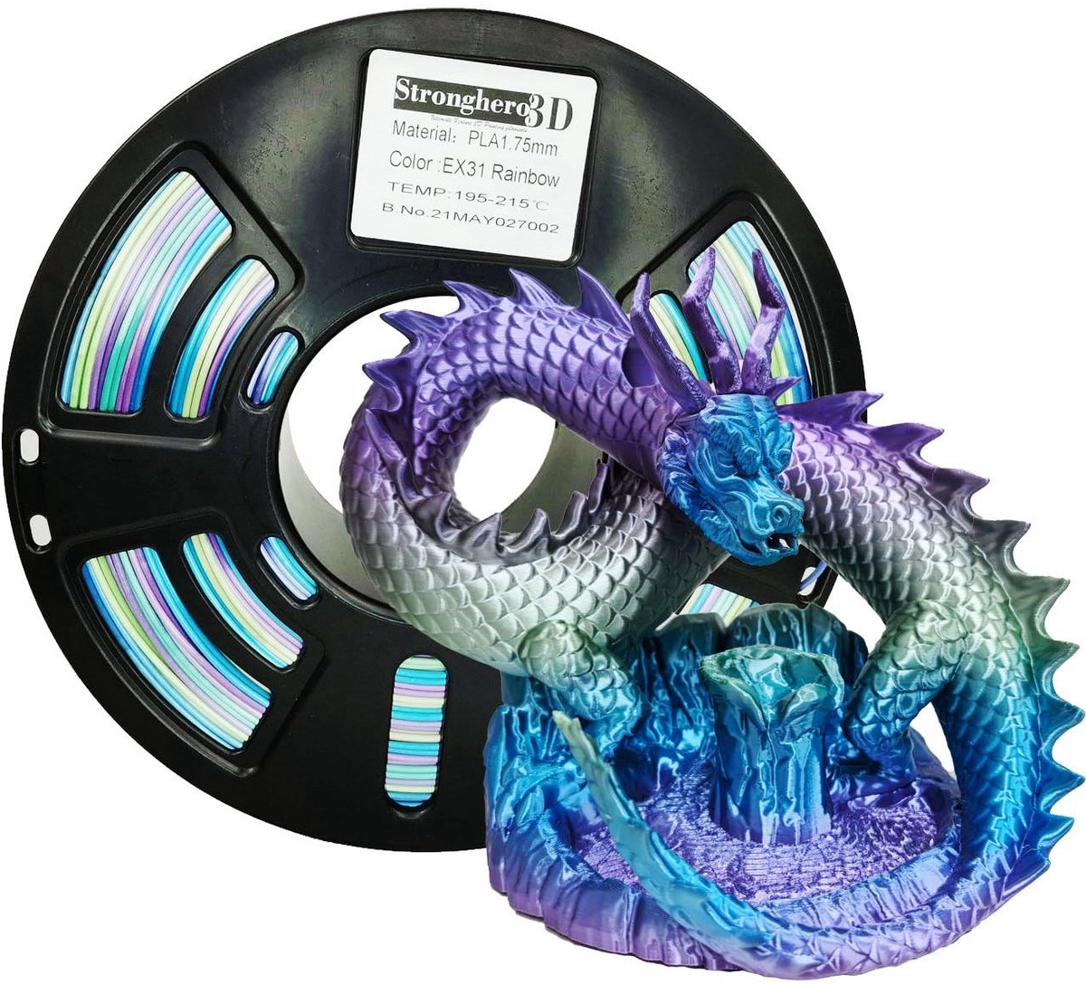 Rainbow PLA 3D Printer Filament 1.75mm 1kg voor Ender3 Anycubic - Meerkleurig 3D Print Materiaal