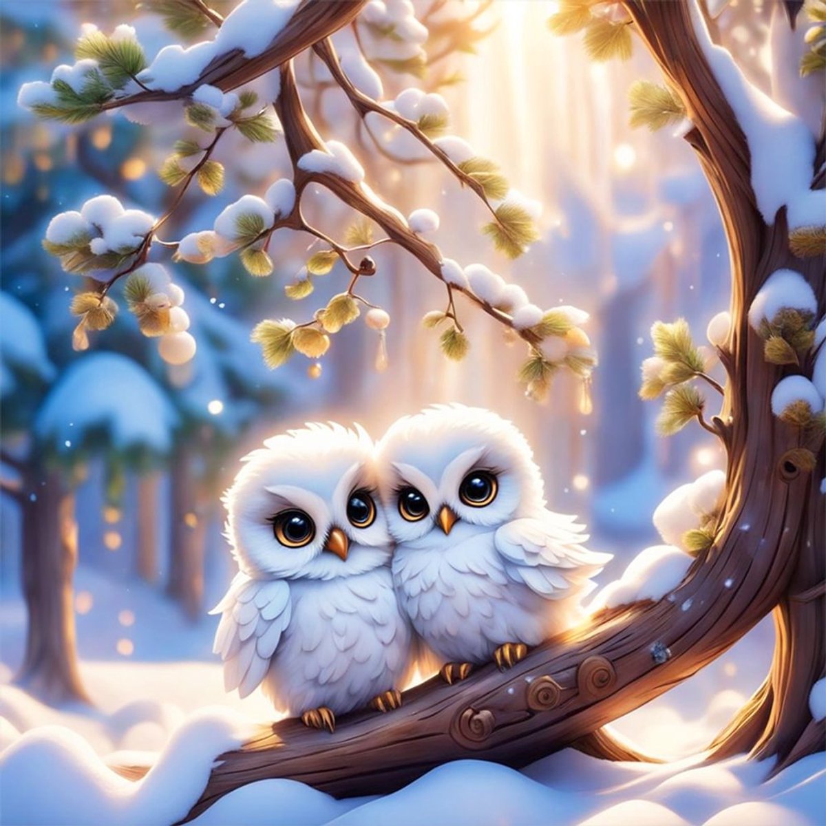 5D Diamond Painting Twee Vogeltjes op Boomstronk - 20x20 cm - Complete DIY Set voor Volwassenen & Kinderen - Inclusief Gereedschap & Ronde Steentjes - Rustgevende Creatieve Hobby, Mozaïek Kunst voor Thuis & Cadeau Idee