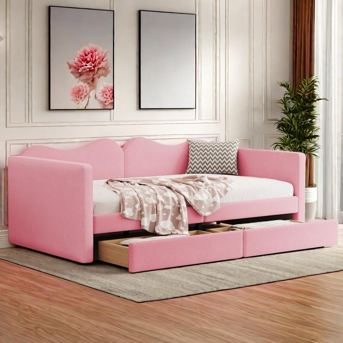 Sofa Bed 90x200 cm met Opberglades - 2-Persoons Slaapbank met Lattenbodem