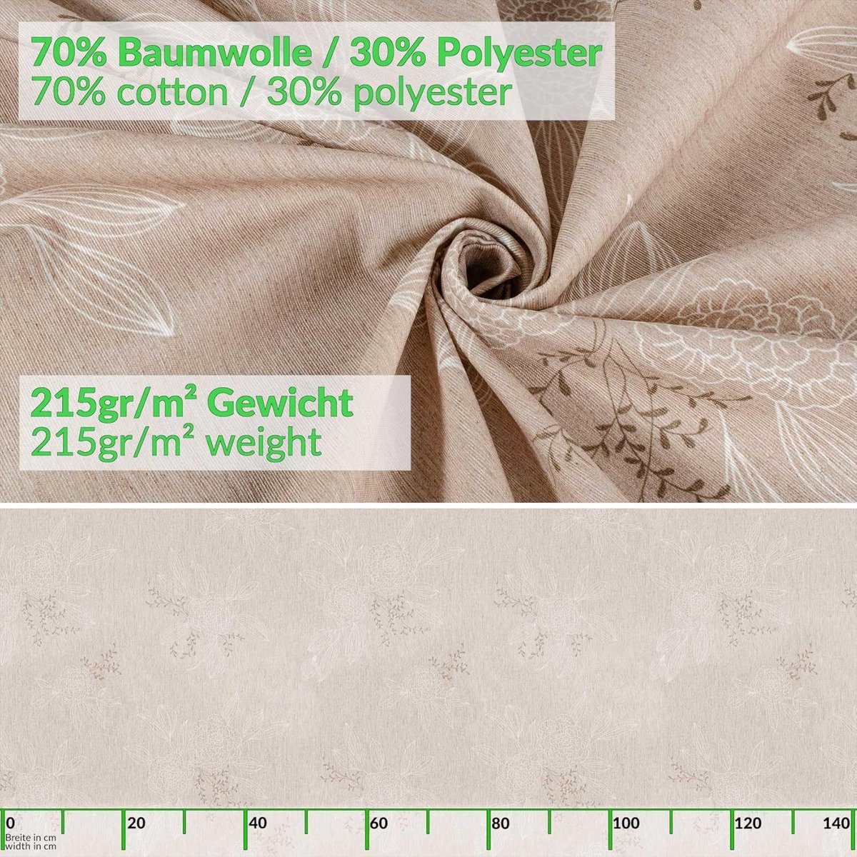 Waterafstotend Tafelkleed Katoen Polyester Rechthoekig Beige Met Biesrand