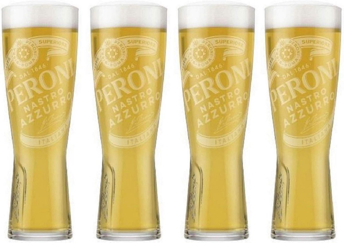 Set van 4 Pils Glazen 300ml - Stevig Gehard Glas met Reliëf - Geschikt voor Bier