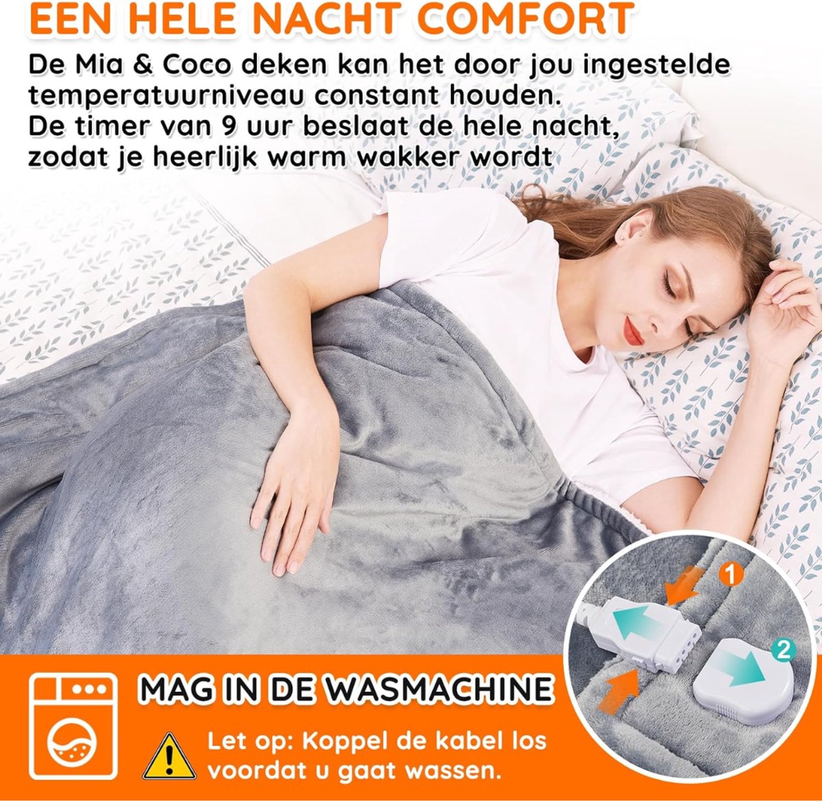 Groupe SEB DnA Elektrisch Onderdeken 1 Persoons Grijs 180x130 cm - afbeelding 2