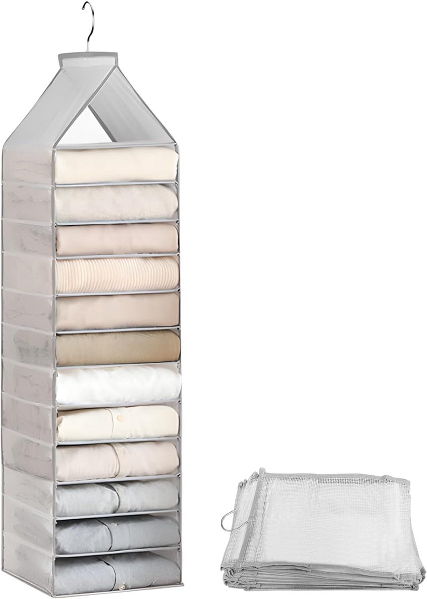 Opvouwbare Hangende Kleding Organizer met 12 Vakken - Ruimtebesparende Kastopberger