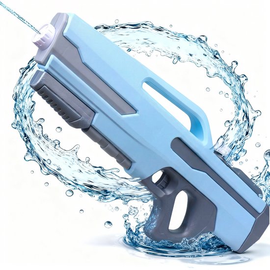 Pistolet à eau 54cm XL - Réservoir 1200ml & Portée de tir 8m - Pistolet à eau - Fusil à eau - Super Soaker - Jouet aquatique durable pour plage et jardin - Jeu en plein air pour enfants et adultes - 54×22×7cm - Bleu, Gris