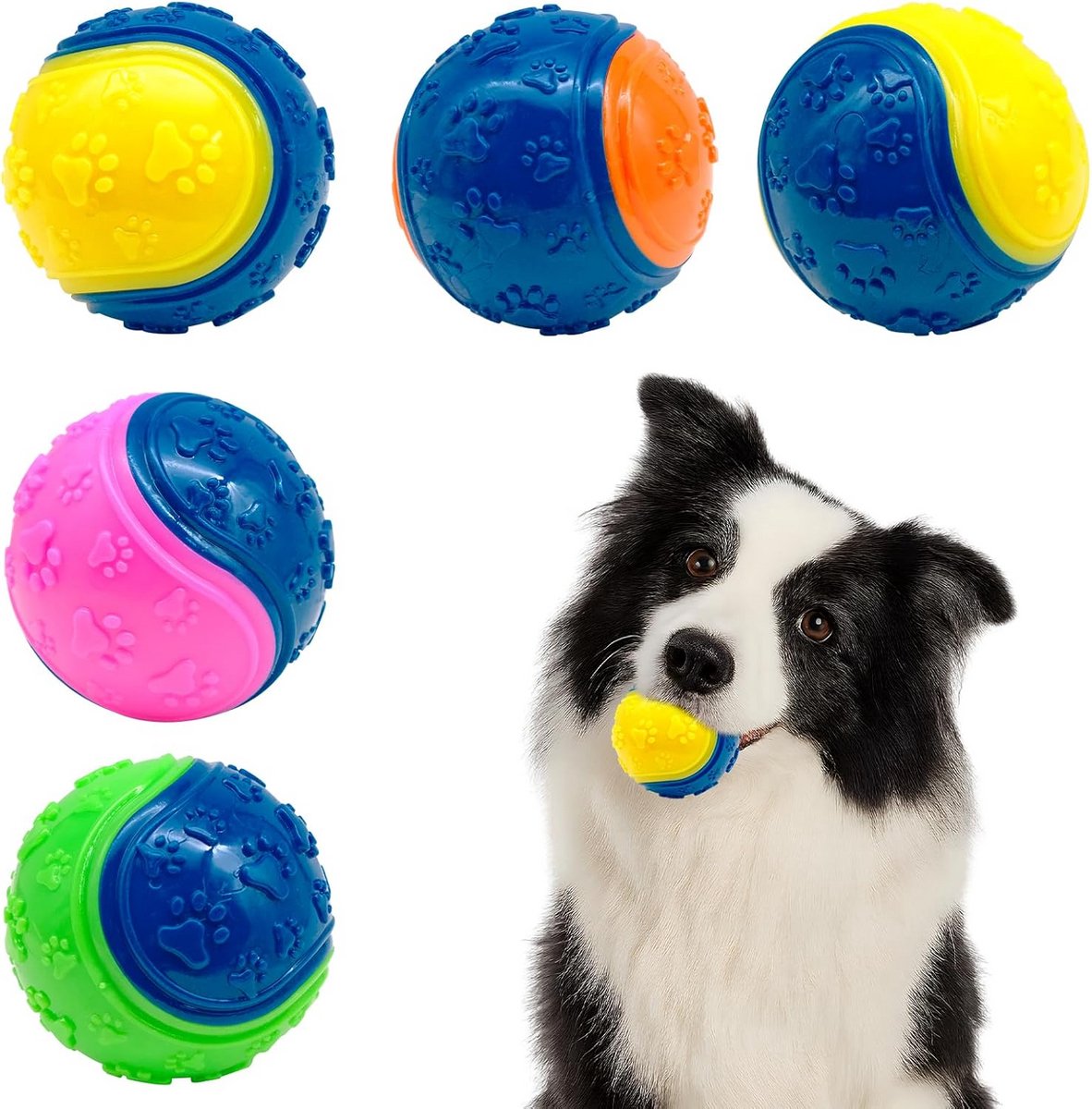 5-Delige Piepende Hondenspeelgoed Ballen - Kauwspeeltjes voor Kleine & Middelgrote Honden