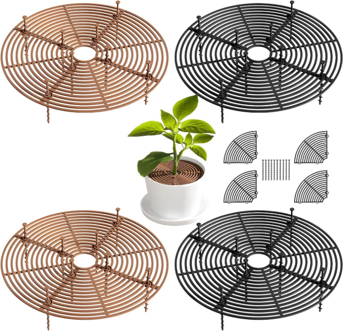 4 stuks bloempotrooster - 30 cm - plantenbescherming kat - plantenbeschermingsrooster - plantenbloemenbescherming voor kinderen、huisdieren - bloempotbescherming - bloempotstandaard